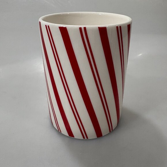 Crate & Barrel Red White Candy Cane Striped 16 oz Mug Peppermint Twist - Picture 2 of 6